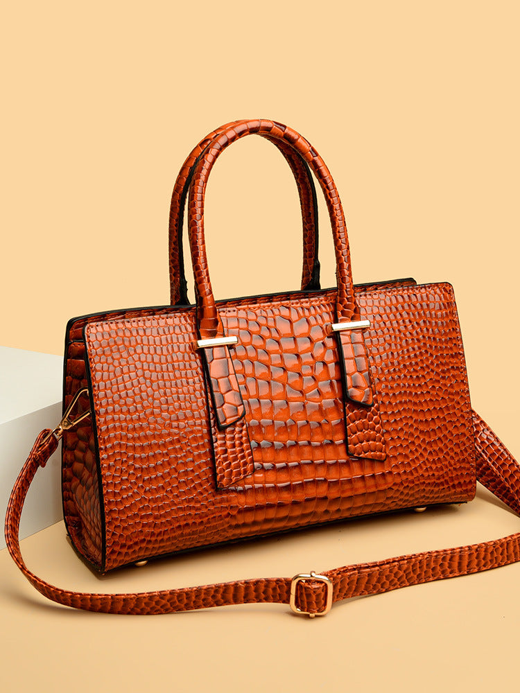 Women's Fashion Retro Crocodile Pattern All-match Shoulder Messenger Bag