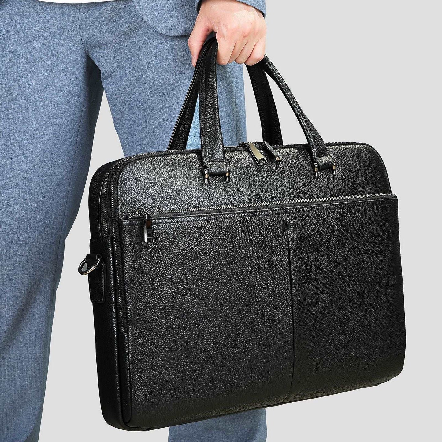 Men's Handbag Horizontal Briefcase Large Capacity First Layer Cowhide 17-inch Computer Bag