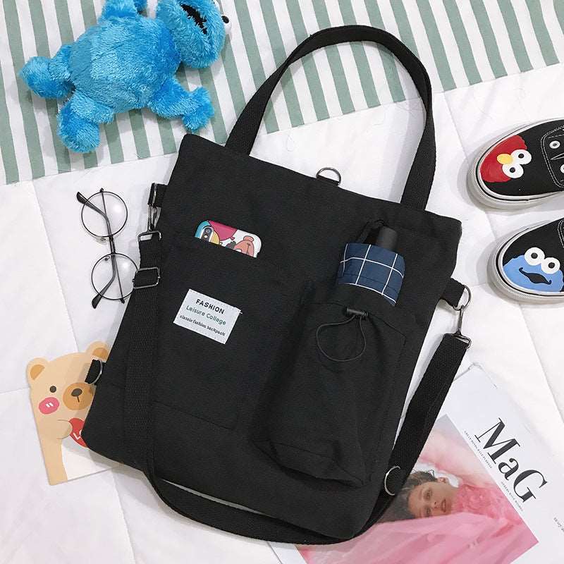 Harajuku Canvas Bags Students Handbag With Pockets Preppy Buckpack Shoulder Bag For Women