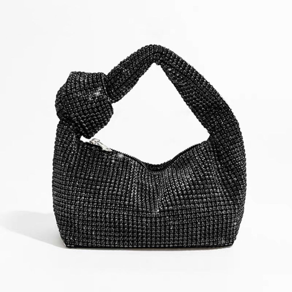 Sac à main en strass avec diamants et nœuds sous les bras pour femme, de haute qualité, à la mode, pour le dîner en soirée