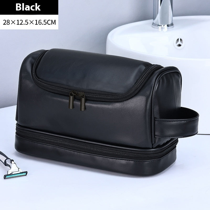 Leather Cosmetics Storage Bag Travel Toiletry Bag Portable Men's Business Simplicity Portable With Hook