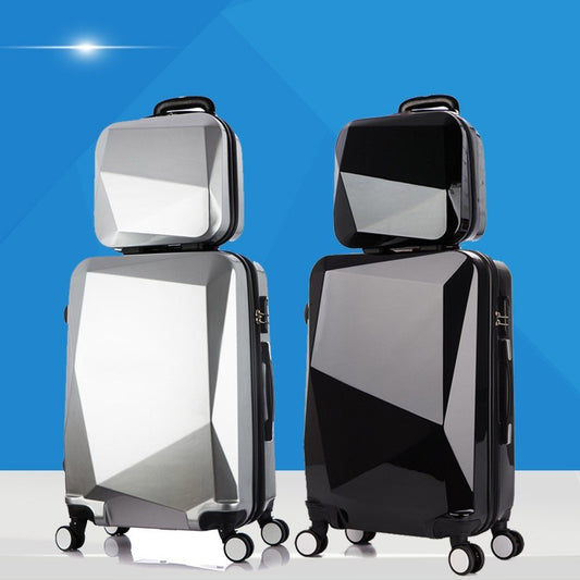 Three-piece Diamond Pattern Swivel Wheels Luggage