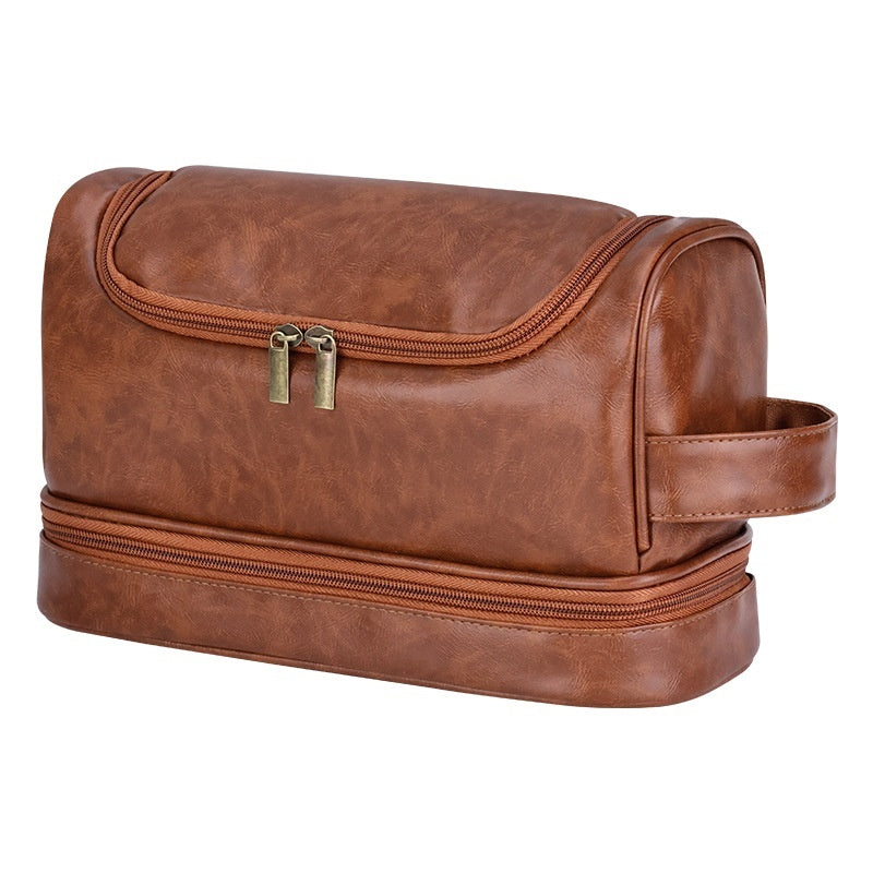 Leather Cosmetics Storage Bag Travel Toiletry Bag Portable Men's Business Simplicity Portable With Hook